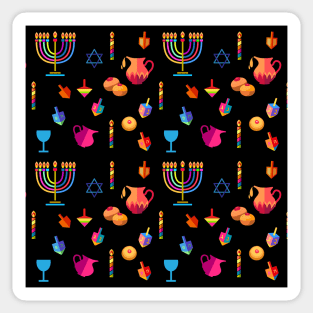 Happy Hanukkah Festival! Jewish Holiday Hanukkah Menorah traditional Chanukah Vintage gold pattern Jerusalem doodle frame Chanukah Decoration, presents and gifts Sticker